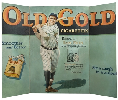 1930s Babe Ruth Old Gold Tri-Fold Advertising Display